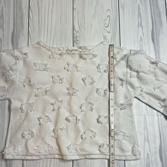 Milly white Circle Fringe bell sleeve cropped sweater Small - Picture 8 of 9